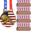 Patriotic Gold Soccer Medals Set 30 Pieces - Bulk Sports Awards