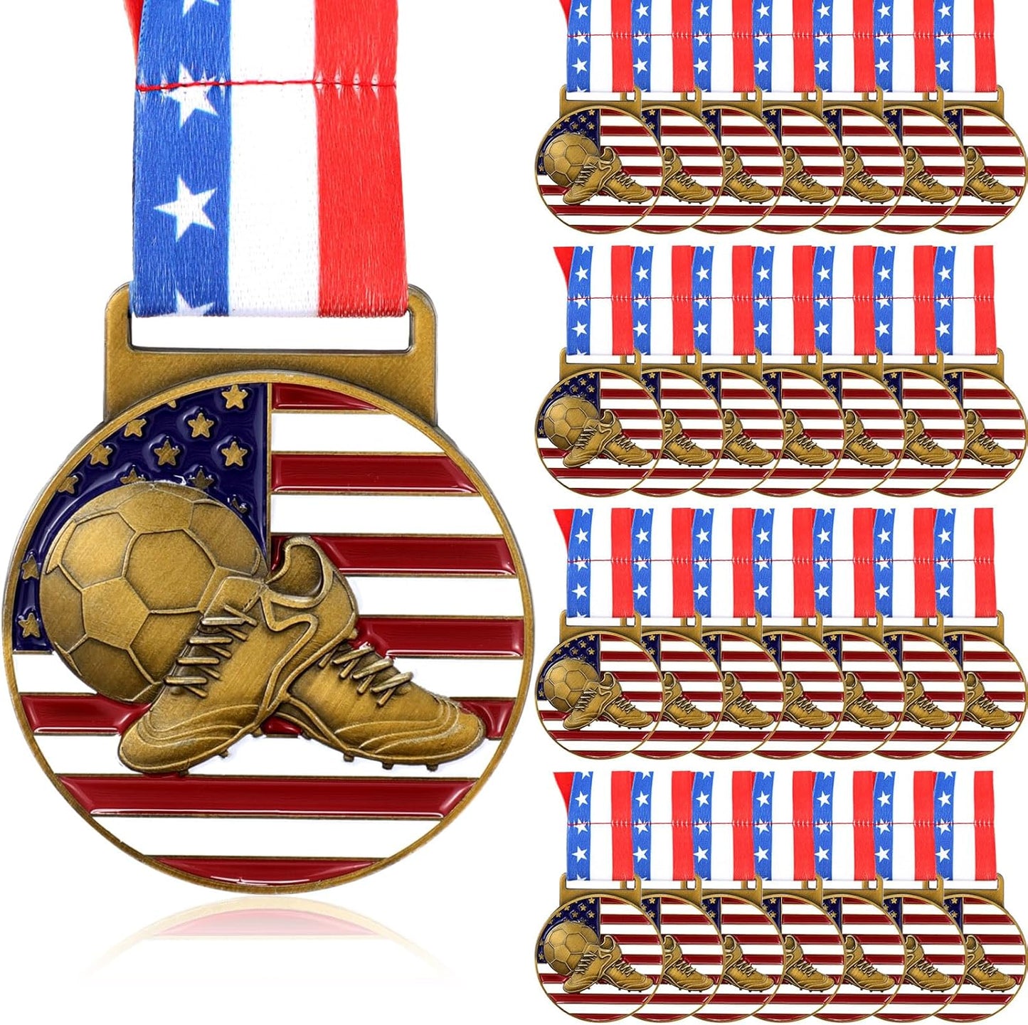 30 Pieces Patriotic Gold Medals for Sports Events and Awards