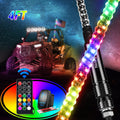 Spiral RGB LED Whip Light 4FT - Bright Spiral RGB Whip