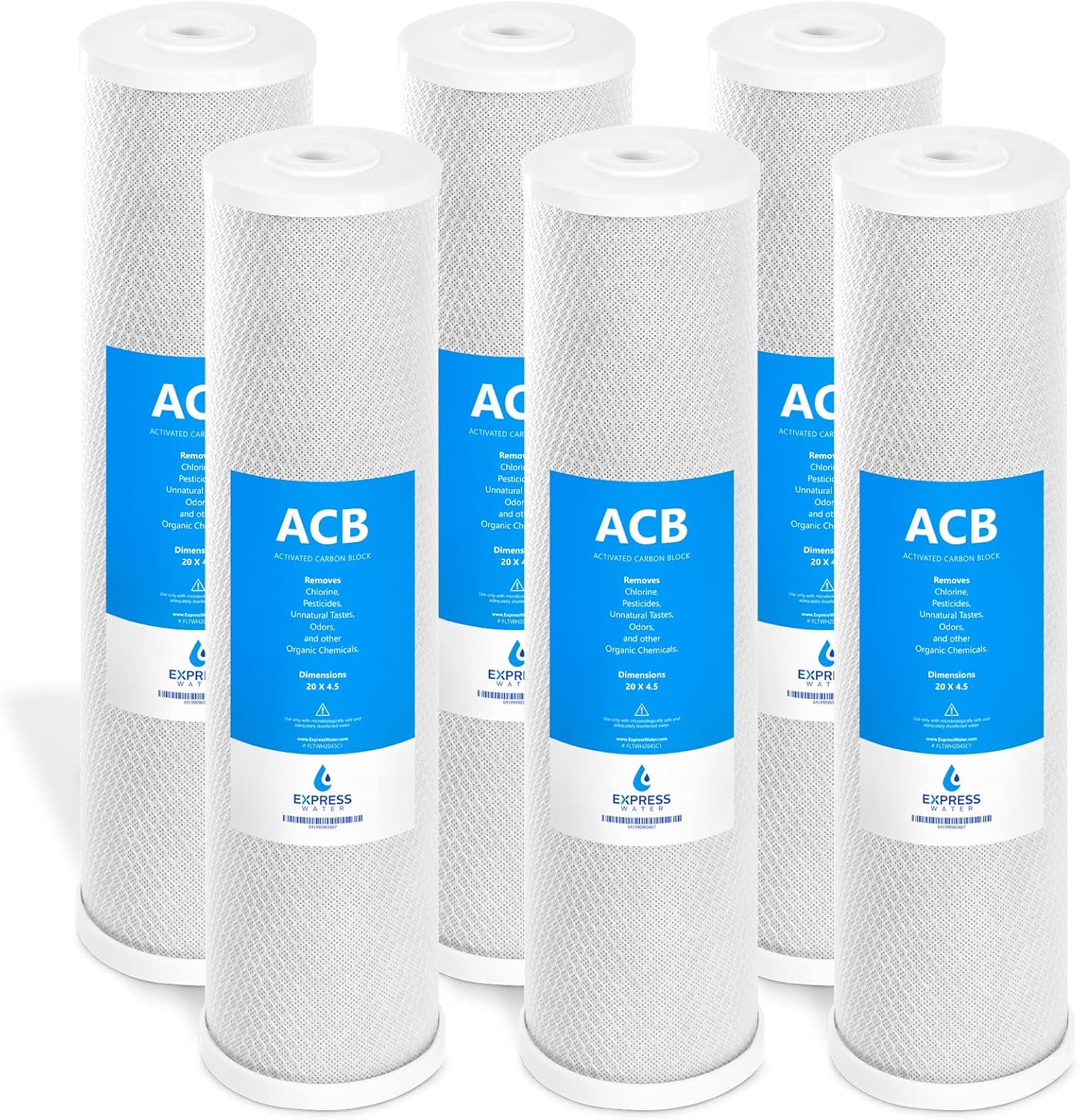 Express Water 6 Pack Activated Carbon Block Replacement Filter