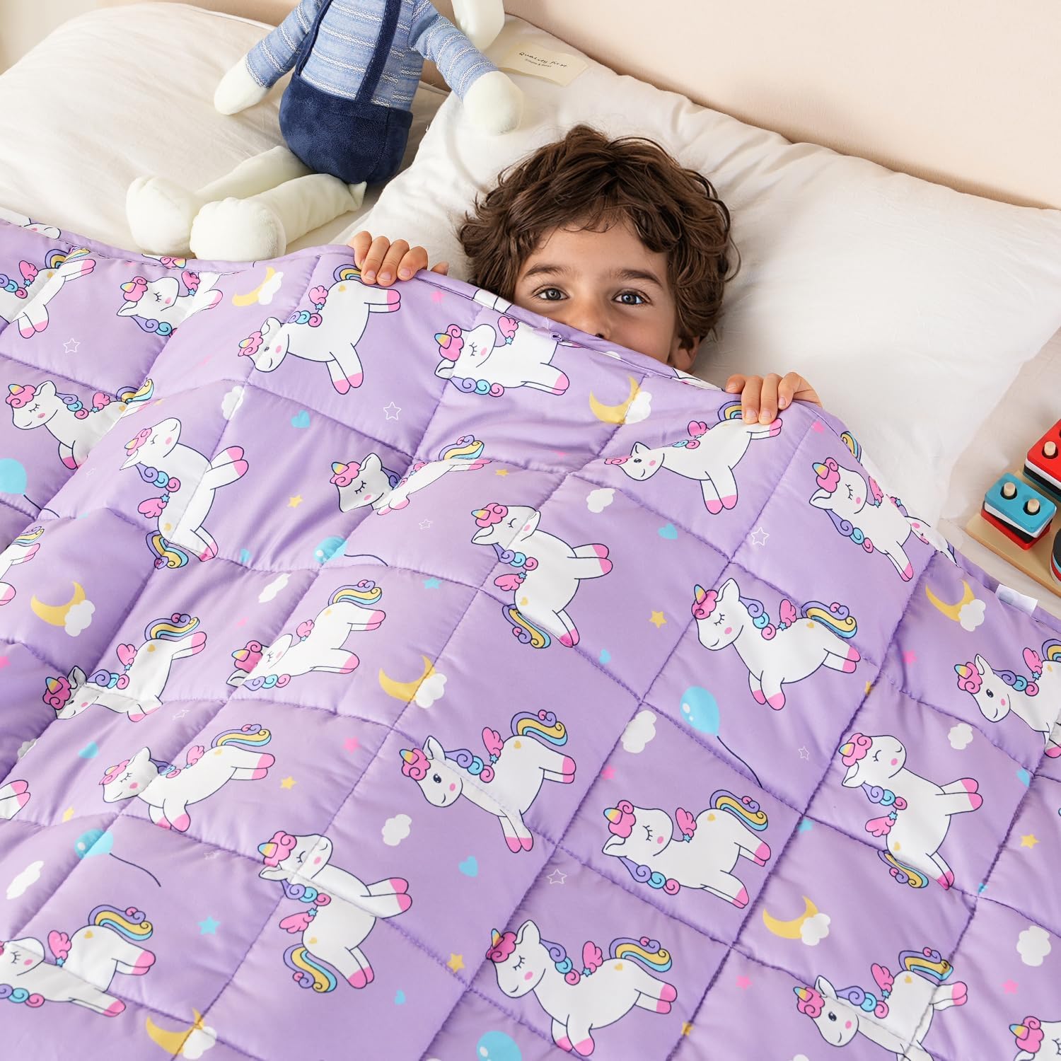 Mr. Sandman Weighted Blanket for Kids - 36in x 48in Purple Pony