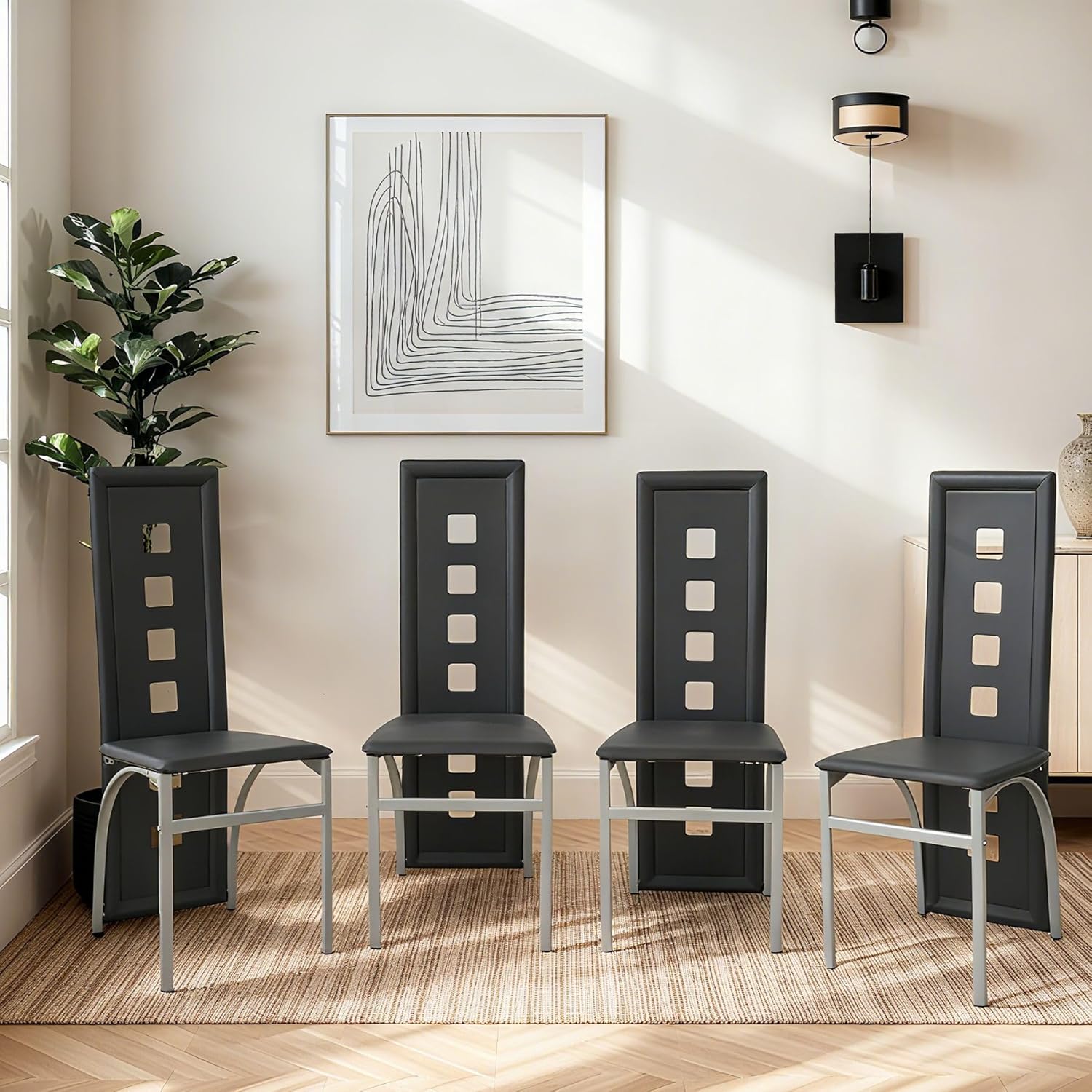 Modern Hollow Dining Chair Set of 4 for Kitchen & Dining Room