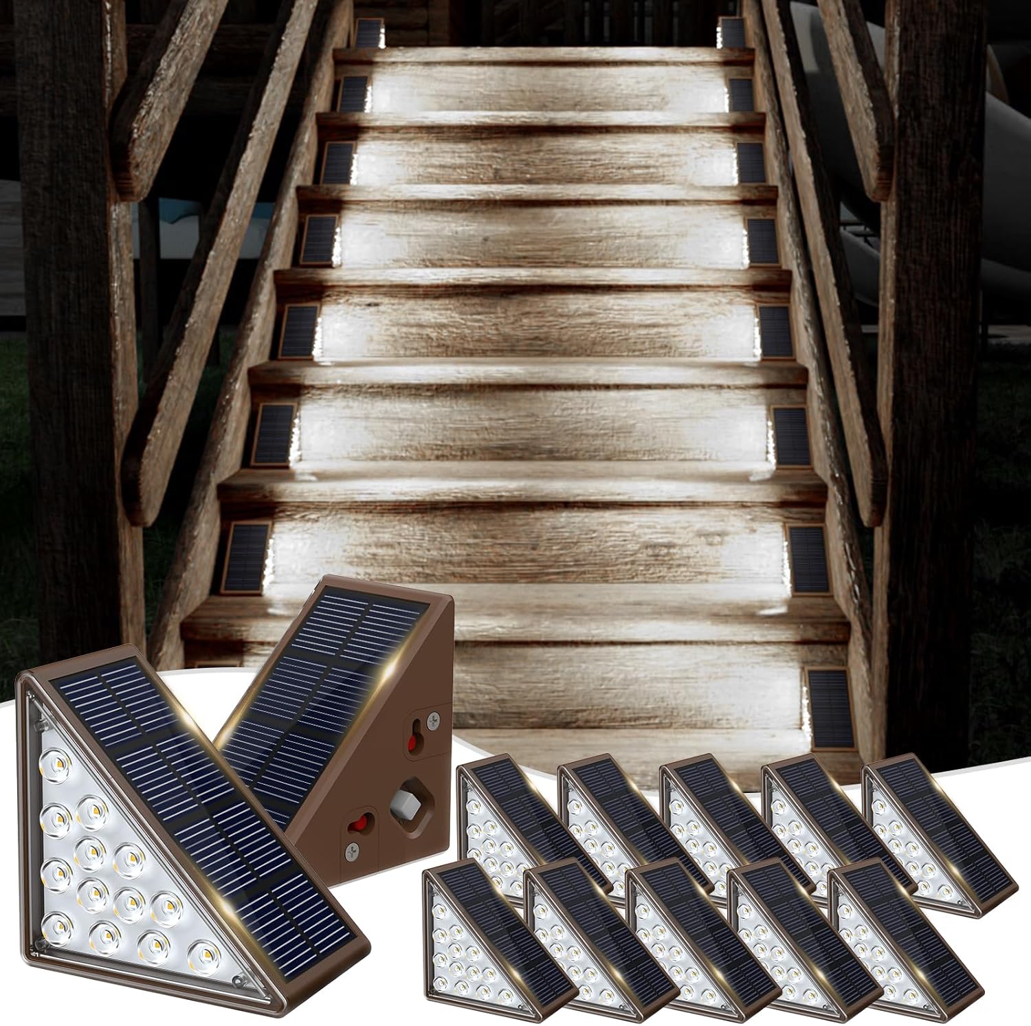 Solar Step Lights - 12 Pack, Waterproof IP67 for Safety & Style