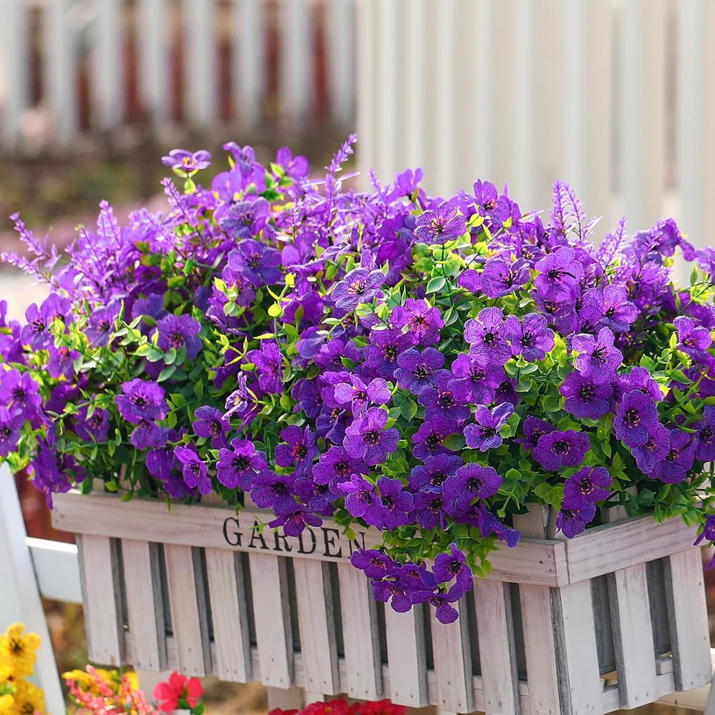 24 Bundles Faux Plants for Outdoor Decor - Colorful Daisy Eucalyptus