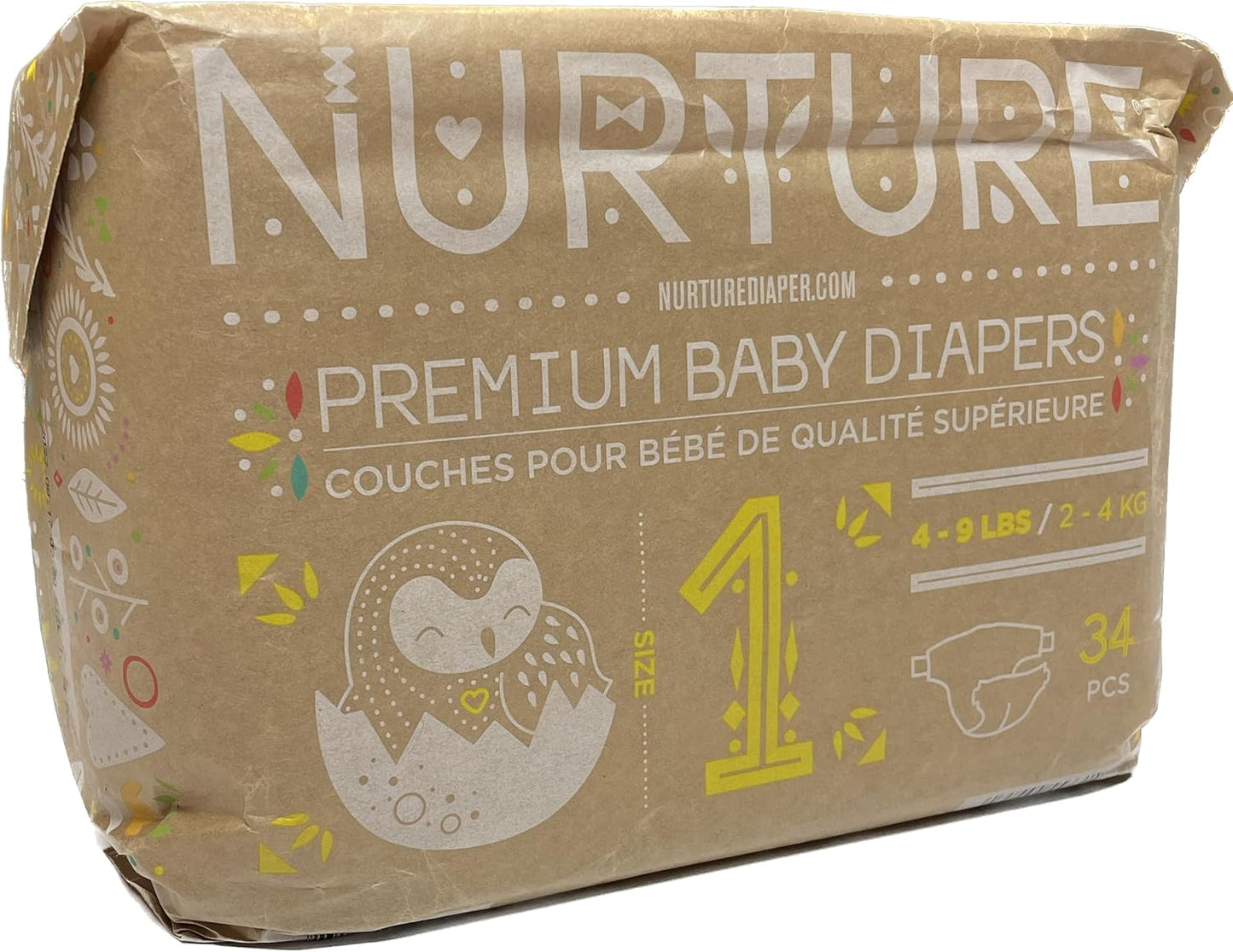 Chemical-Free Eco Baby Diapers: Nurture by BioBag, Size 1 (4-9 lbs)