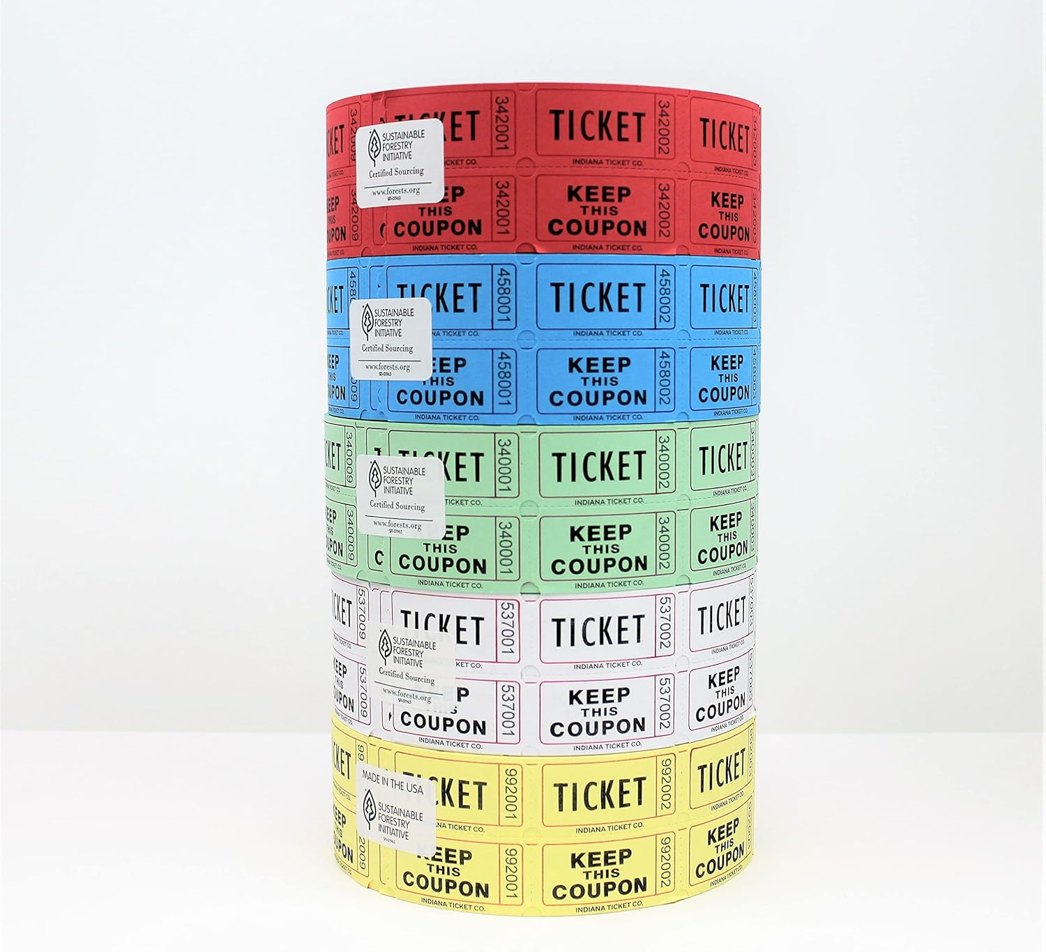 Raffle Tickets Double Roll Pack of 5 Premium Quality 50/50