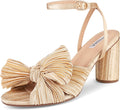 Bow Knot Heeled Sandals Open Toe High Block Chunky Heels - Wedding