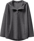 ANRABESS Womens Oversized Hoodie Quarter Zip Sweatshirt - Cozy Tunic