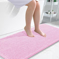 OLANLY Bathroom Rug 47x24 in Pink - Soft Absorbent Chenille Bath Mat