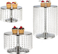 Silver Metal Cake Stand Set of 3 - Crystal Acrylic Pendant Display