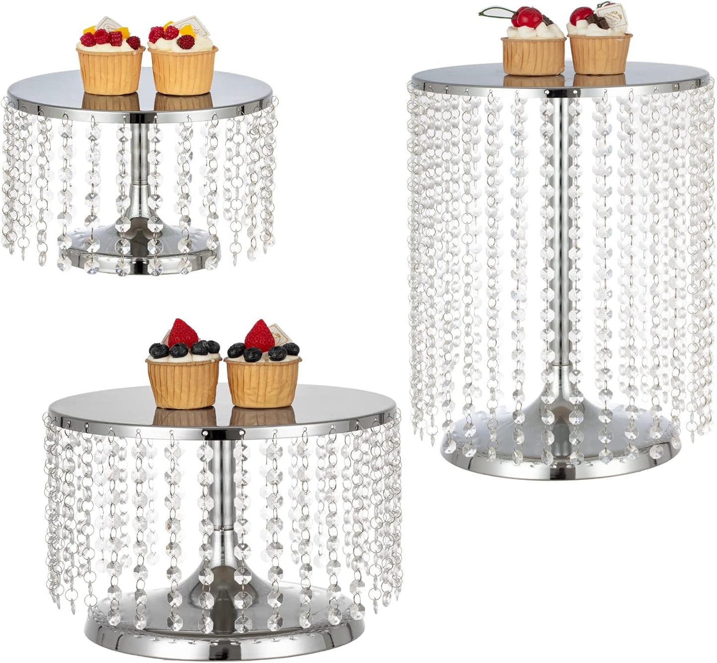 Elegant Silver Metal Cake Stand Set for Weddings and Parties