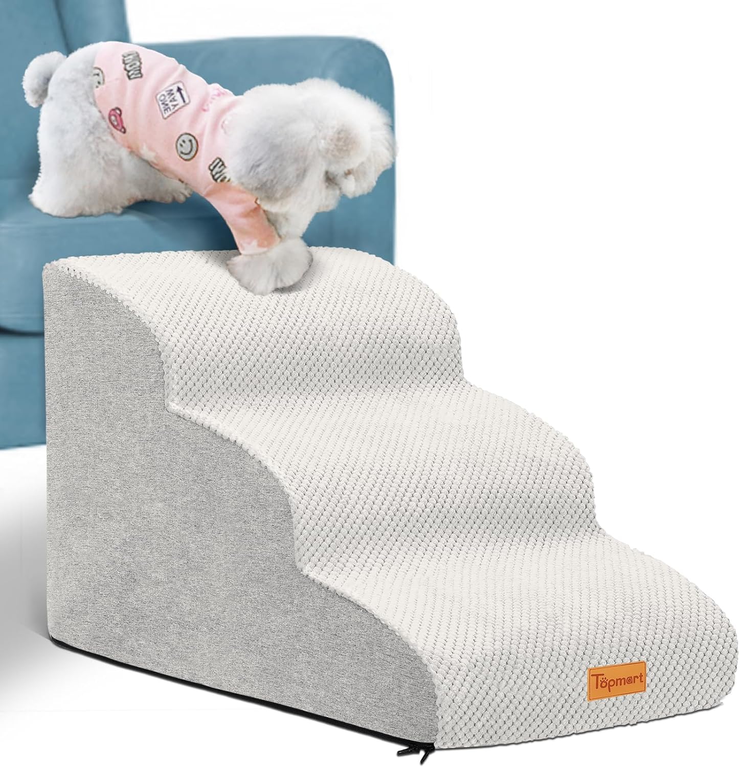 Topmart 3 Tiers Foam Dog Ramps for Older Pets, Non-Slip Stairs