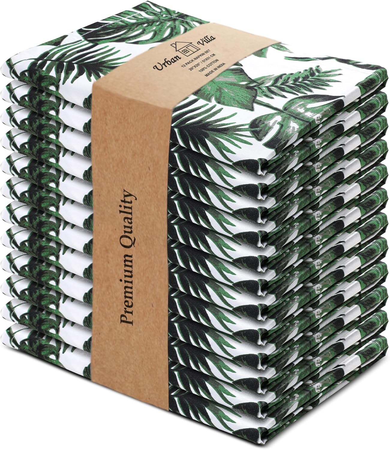 Urban Villa Cloth Napkins Tropical Print 100% Cotton Set
