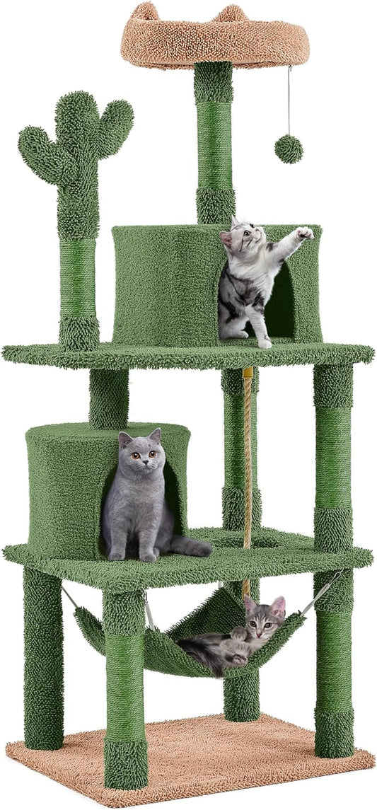 Yaheetech 62in Cactus Cat Tree for Indoor Cats with Hammock