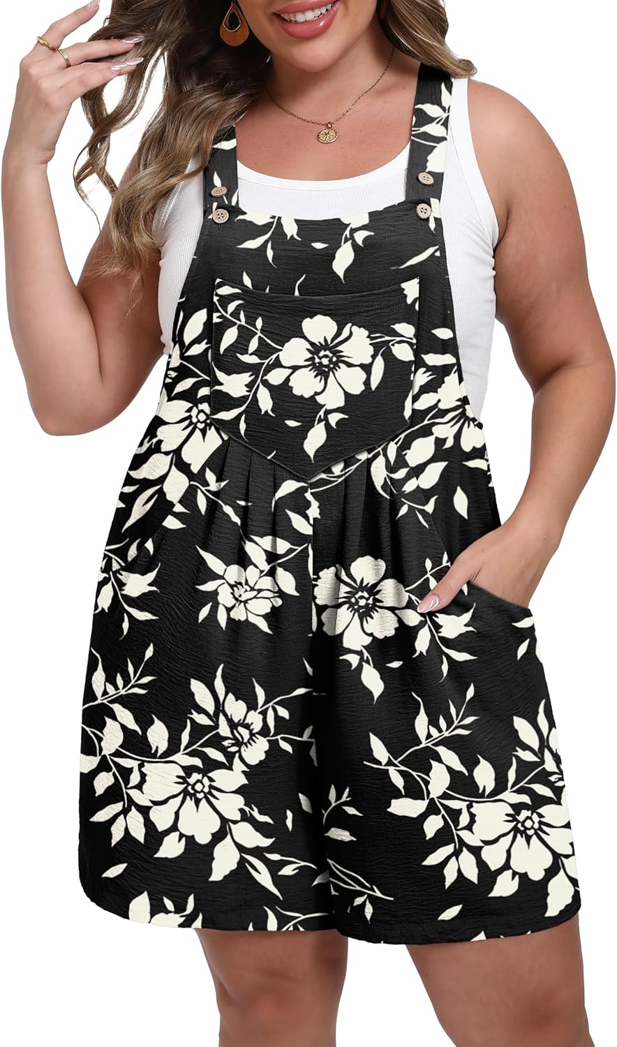 Plus Size Romper Jumpsuit for Women - Casual Summer Overalls