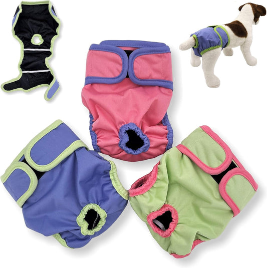 3-Pack Washable Dog Diapers M: 16-20 Waist - Leak Proof & Reusable FUNNYDOGCLOTHES