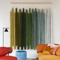Macrame Wall Hanging Large Yarn Fiber Wall Art - Green Boho Statement