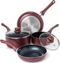 Moss & Stone 6 Pcs Nonstick Cookware Set - Induction Ready Burgundy