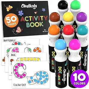 Chalkola 10 Washable Dot Markers for Toddlers - Fun Art Tools