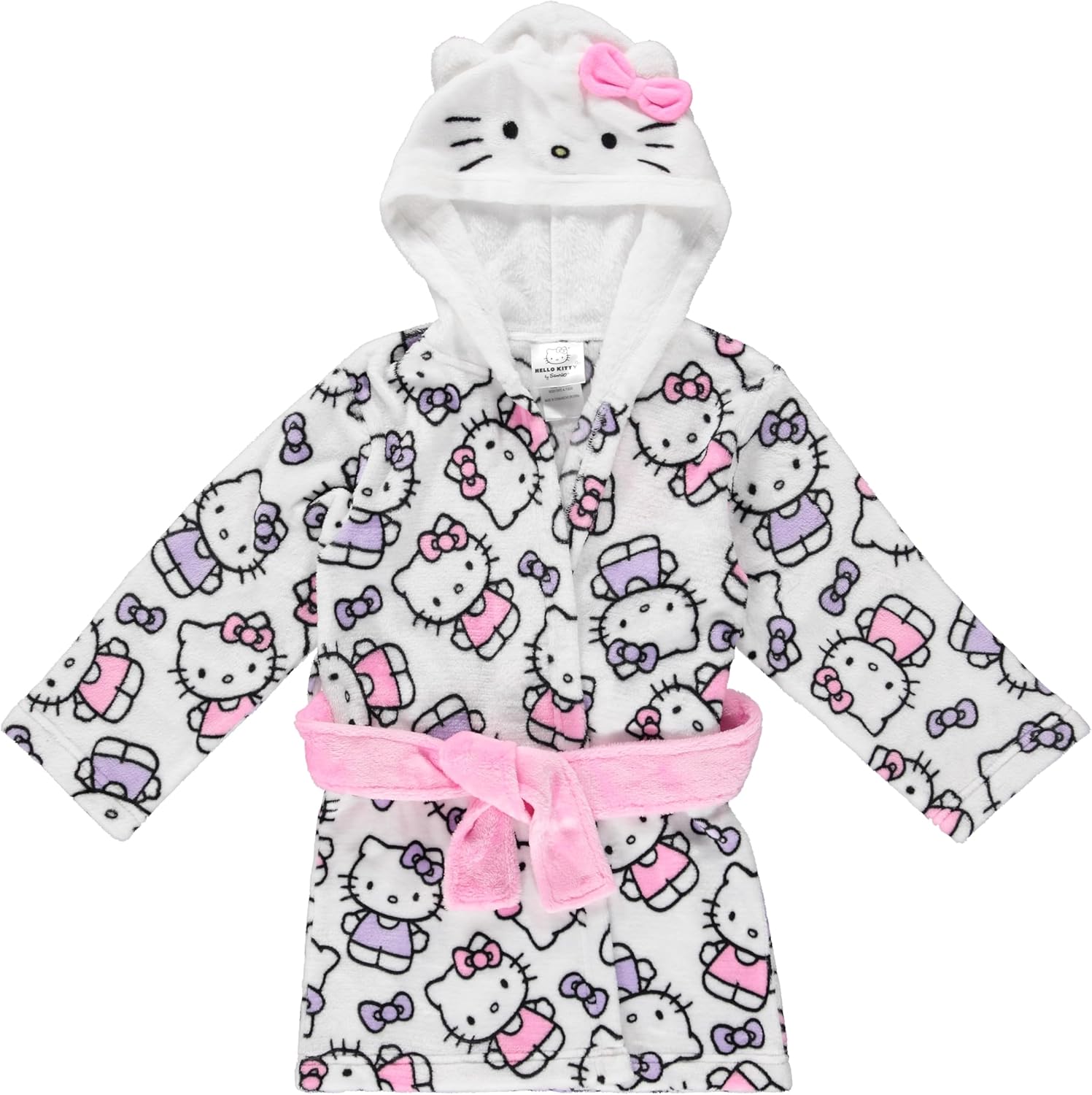 Hello Kitty Girls Fleece Hooded Robe - Super Soft Plush Bathrobe