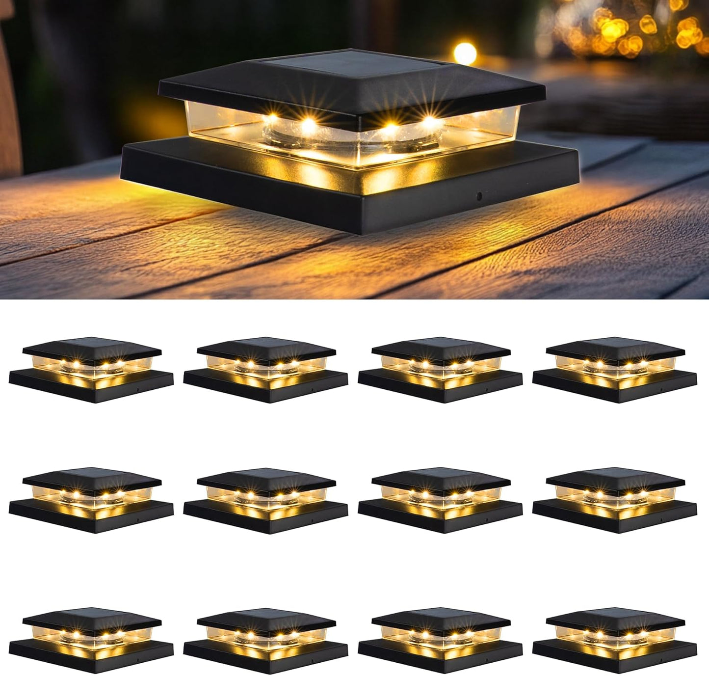 TW SHINE Solar Post Cap Lights for 4x4, 5x5, 6x6 Posts