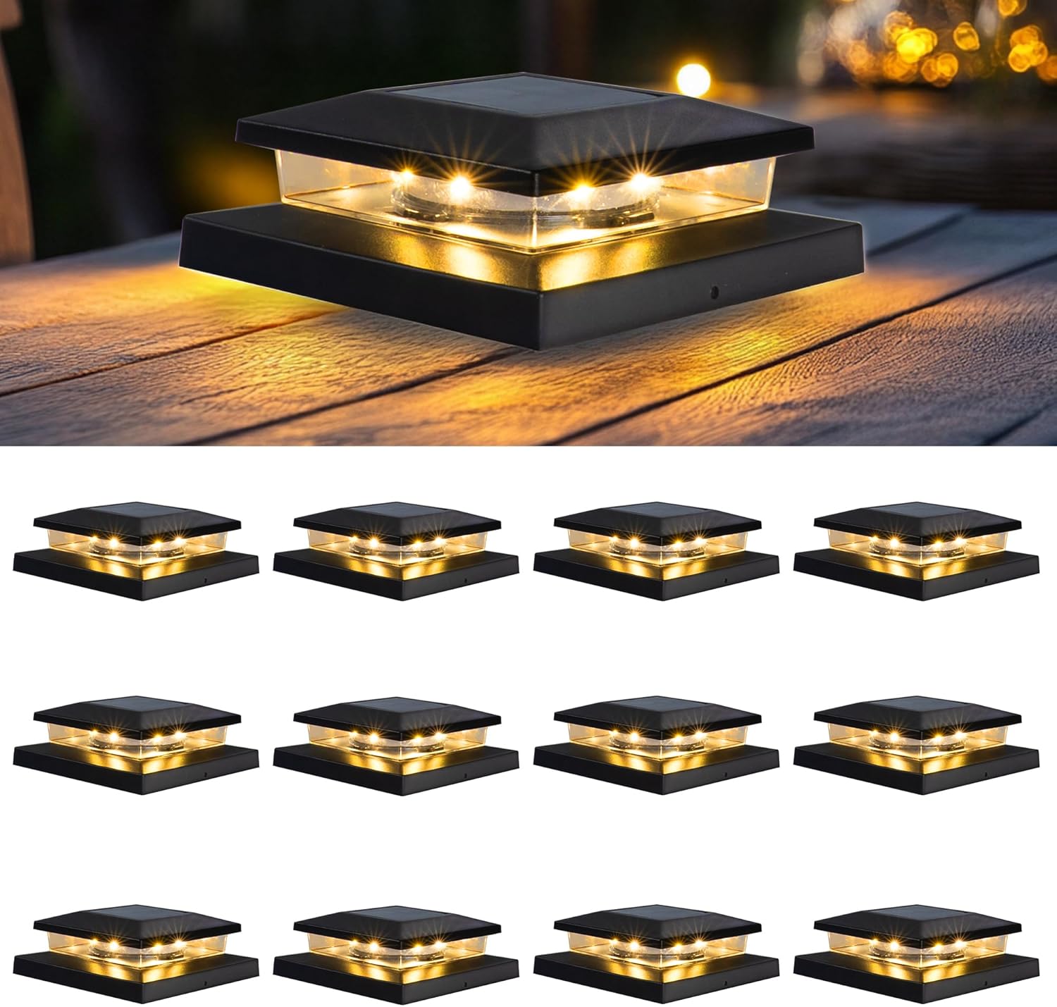TW SHINE Solar Post Cap Lights for 4x4, 5x5, 6x6 Posts