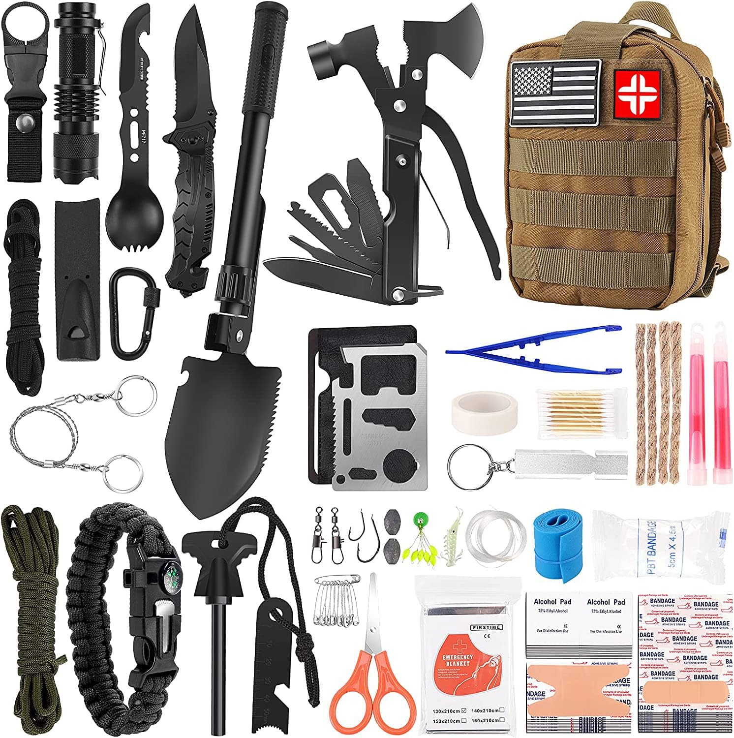 Emergency Survival Kit with First Aid Gear for Outdoor Adventures