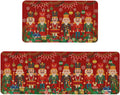 Merry Christmas Kitchen Rugs Set of 2 Non-Slip Washable Mats - Holiday