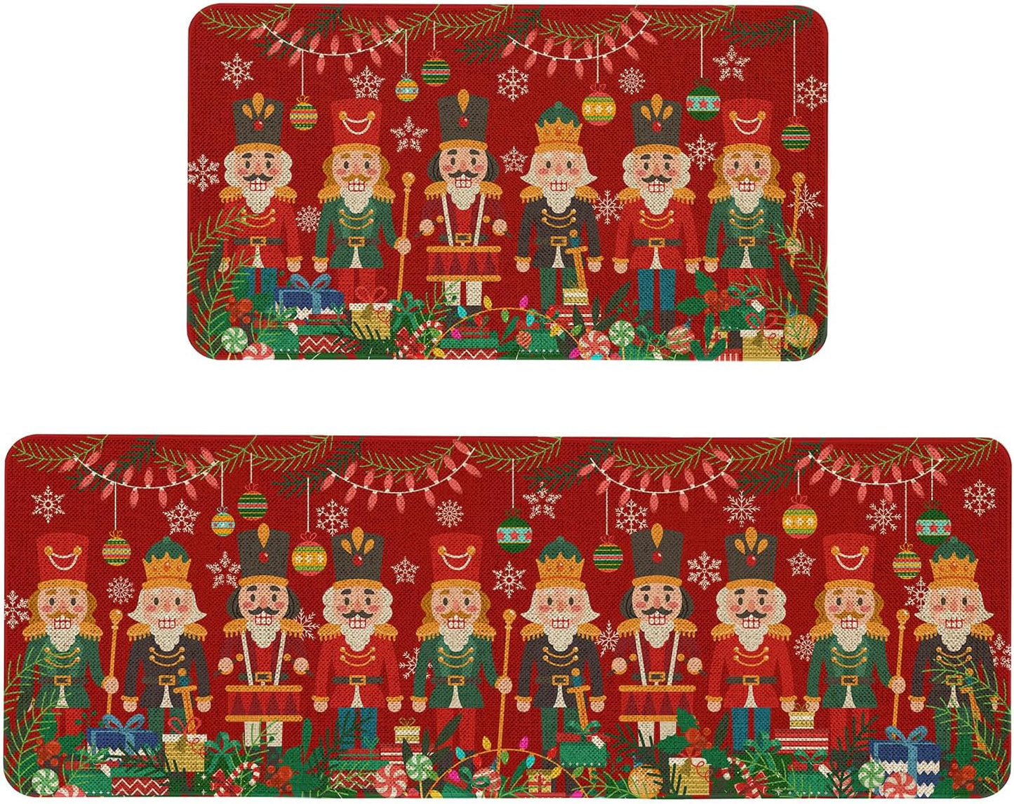 Merry Christmas Kitchen Rugs Set of 2 Non-Slip Mats for Home