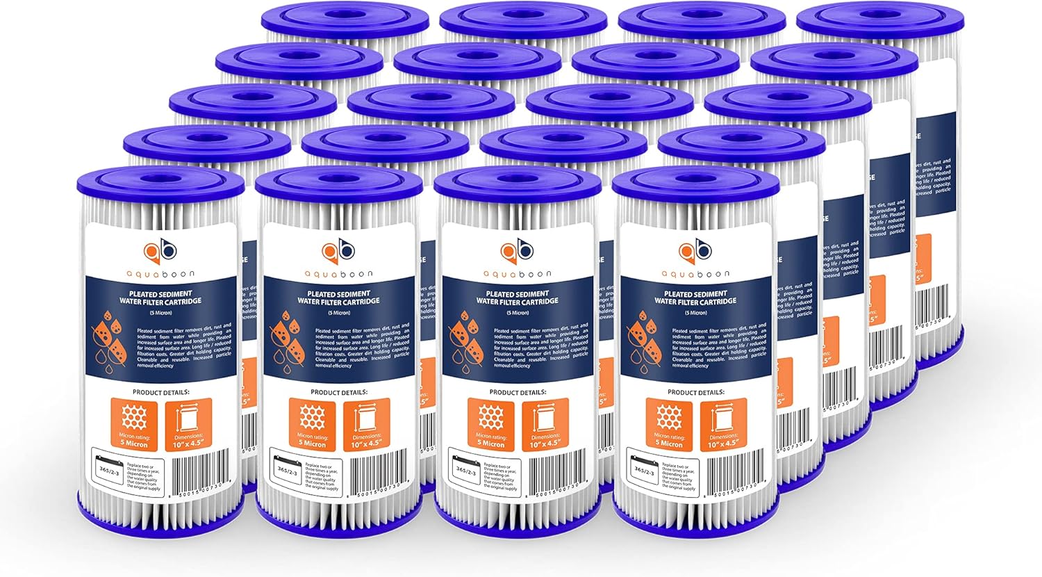 Aquaboon 5 Micron Pleated Sediment Water Filter for Homes