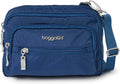 Baggallini Triple Zip Small Crossbody Bag for Women - Lightweight 6inH