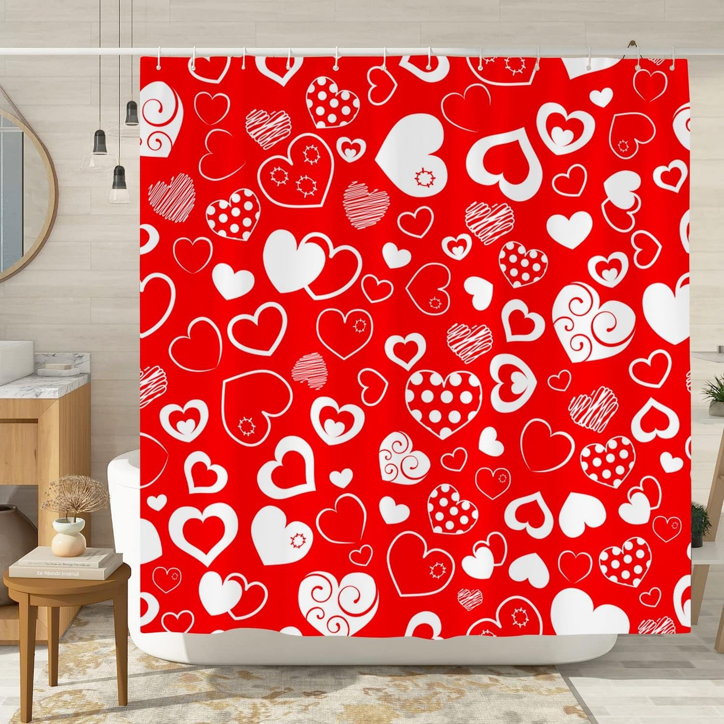 Romantic Heart Shower Curtain - Valentine's Day Love Decor