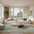 NICETOWN Green Area Rug - Thin Washable 6x9 Vintage Carpet