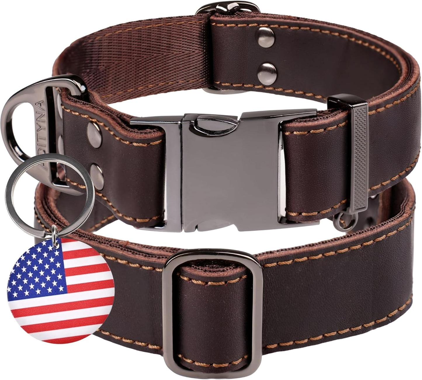 Heavy-Duty Leather Dog Collar for Large & Extra Large Breeds