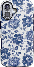 Casely iPhone 17 Case Rose to Fame - Blue & White Floral, Bold