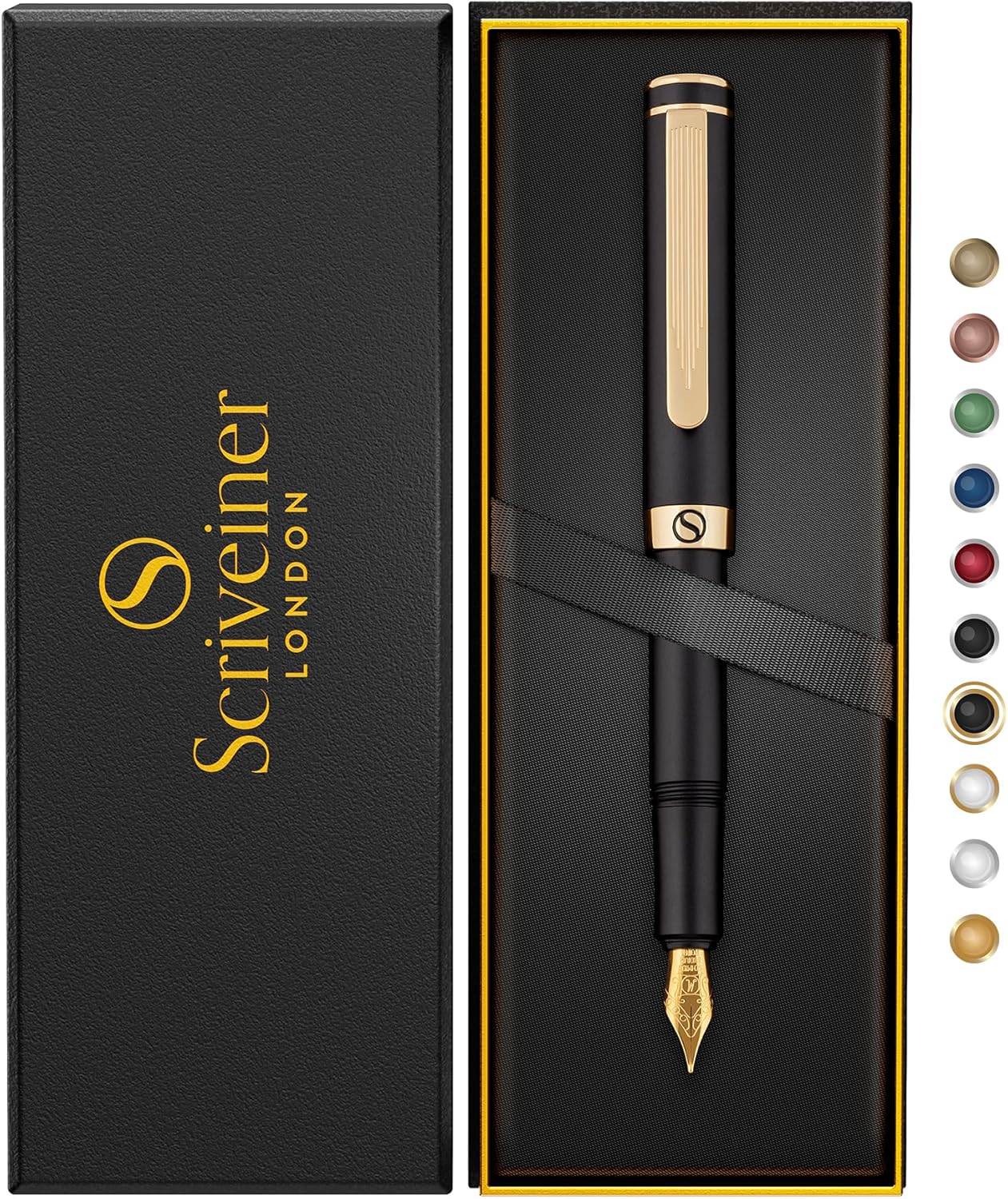 Scriveiner Luxury EDC Fountain Pen - Stunning Black Pocket Pen