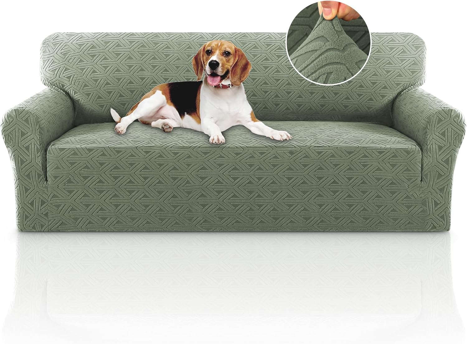 PrinceDeco Jacquard Couch Covers for 3 Cushion Sofa Protector