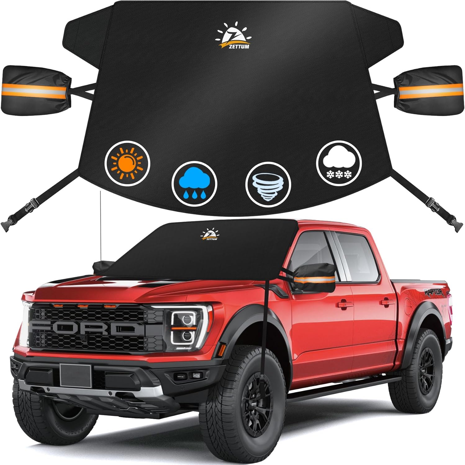 Zettum Car Windshield Cover for Ice and Snow - Heavy Duty