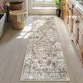 24x71 in Distressed Tribal Khaki Bathroom Runner Rug - Boho Non-Slip