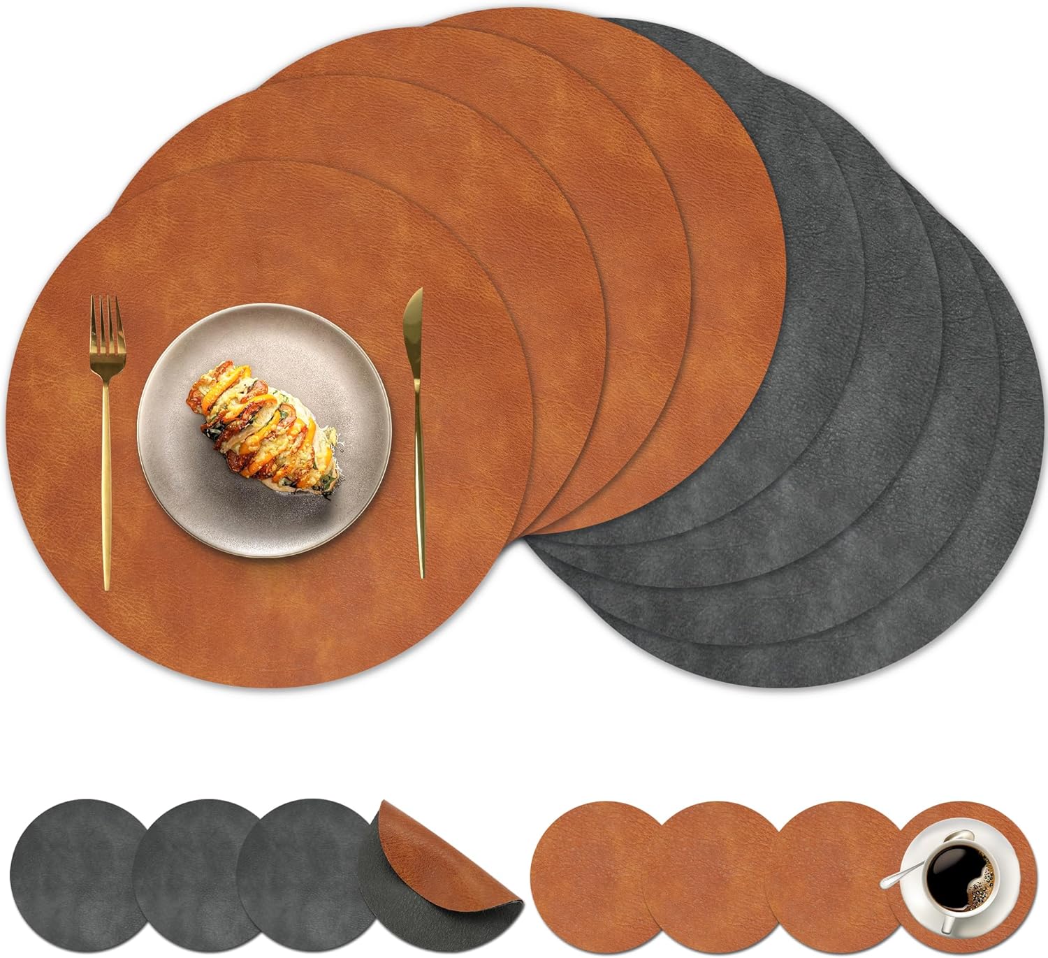 Round Placemats and Coasters Set of 8 for Stylish Dining