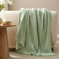 Chevron Chenille Throw Blanket for Couch, Sage Green - Cozy Texture