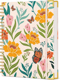 Cute Spiral Notebook Journal for Women 200 Pages A4 Orange Floral