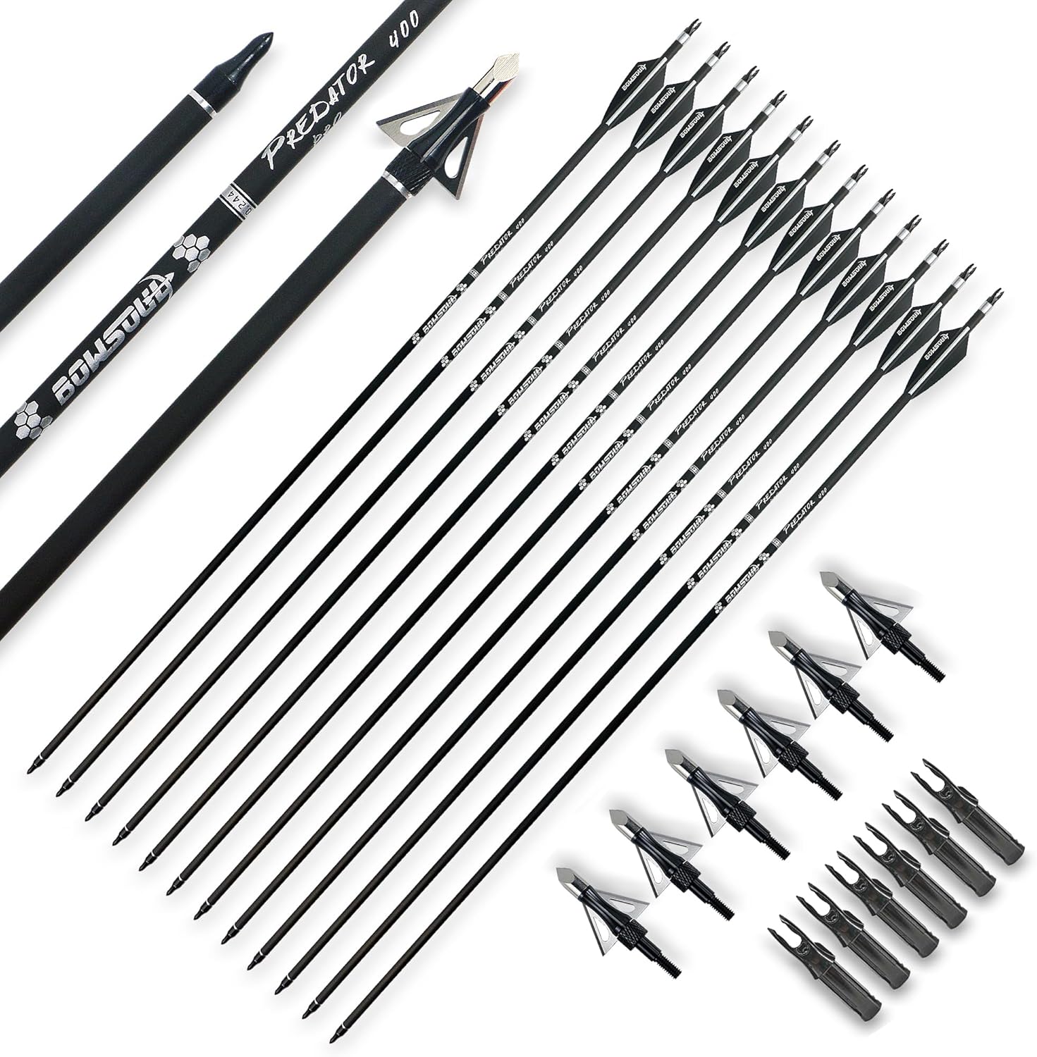 30inch Hunting Carbon Archery Arrows for Compound and Recurve Bows