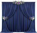 20ft x 10ft Navy Blue Backdrop Curtains for Parties - Wrinkle-Free