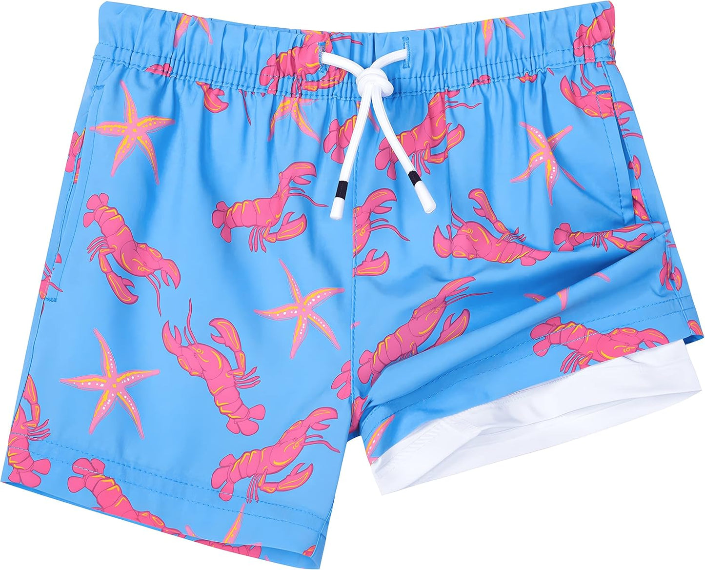 SURF CUZ Boys Swim Trunks with Boxer Brief Liner for Kids