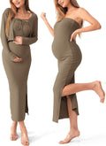 Maternity Tube Dress 2-Piece Set - Comfortable, Stretchy Fit SUNNYBUY