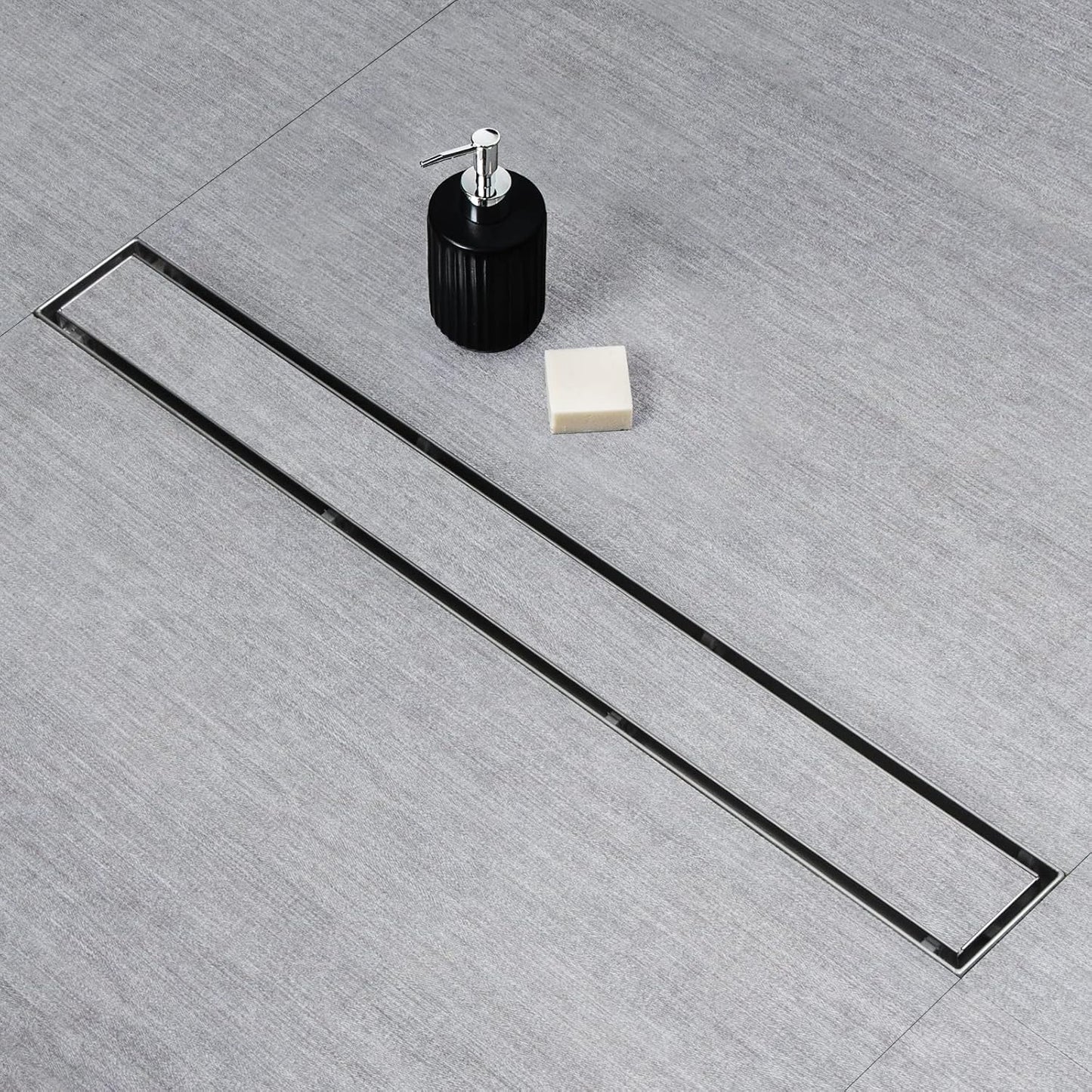 SaniteModar 48 Inch Linear Shower Drain with Stainless Steel Design