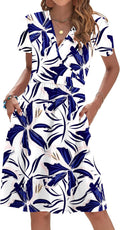 Womens Summer V Neck Floral Sundress with Pockets - Flattering Fit be