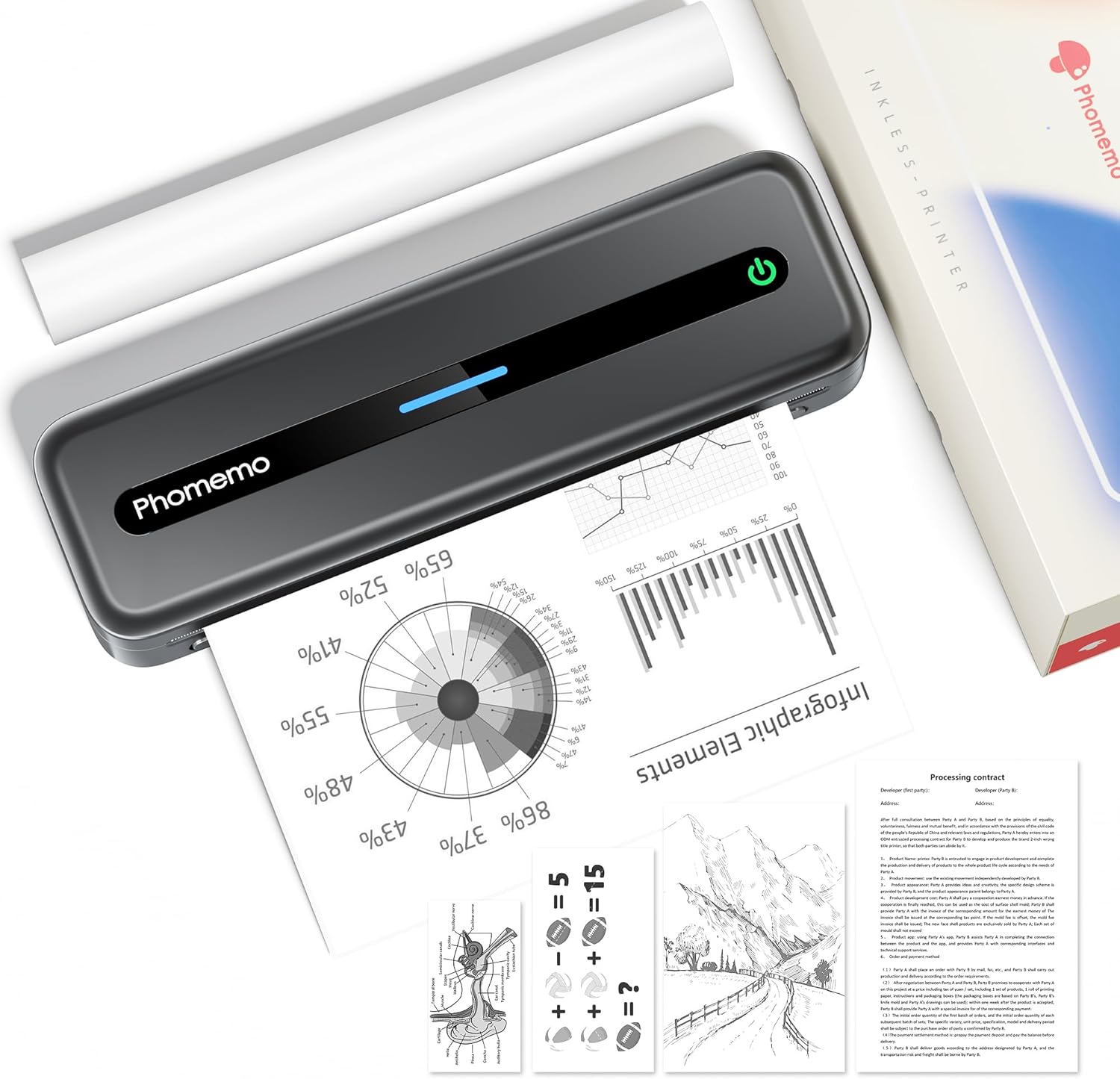 Phomemo Portable Printer M832 - Wireless Travel Printing Solution