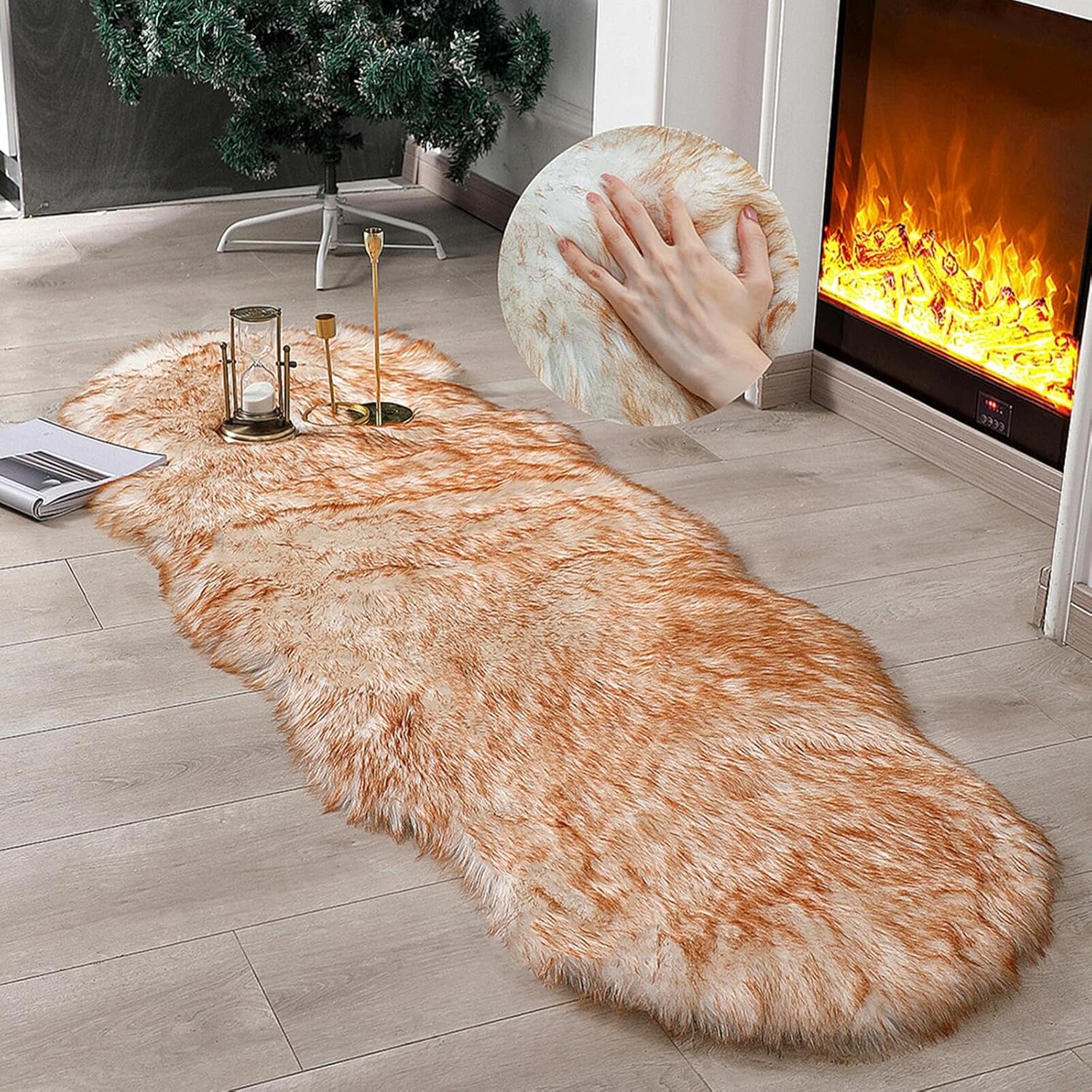 Faux Fur Rug Sheepskin Shag Fluffy Runner for Bedroom and Living Room